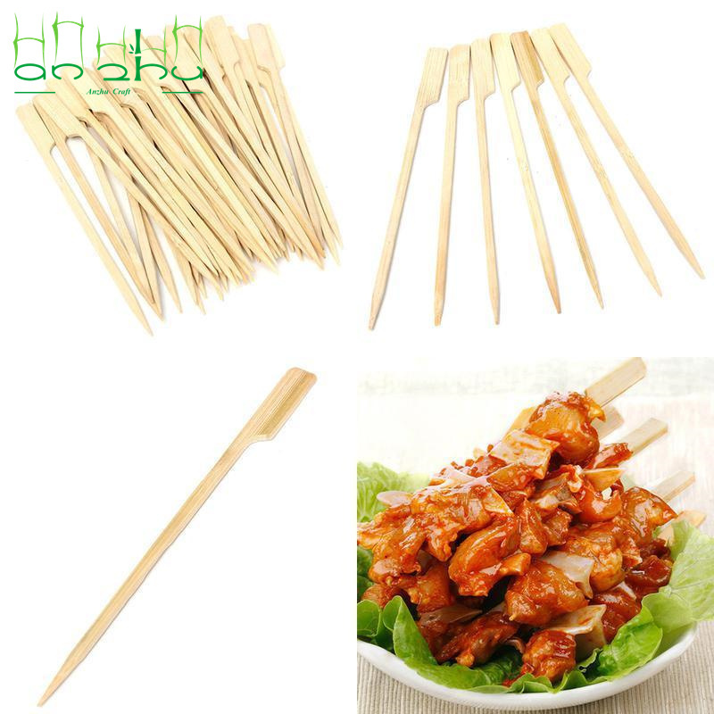 Customized Teppo bamboo skewer Disposable food grade disposable flat bbq bamboo skewer