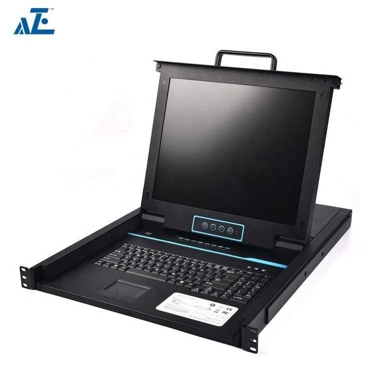 1U 19inch Rackmount LCD Console with Integrated 8 Port CAT5 IP KVM Switch