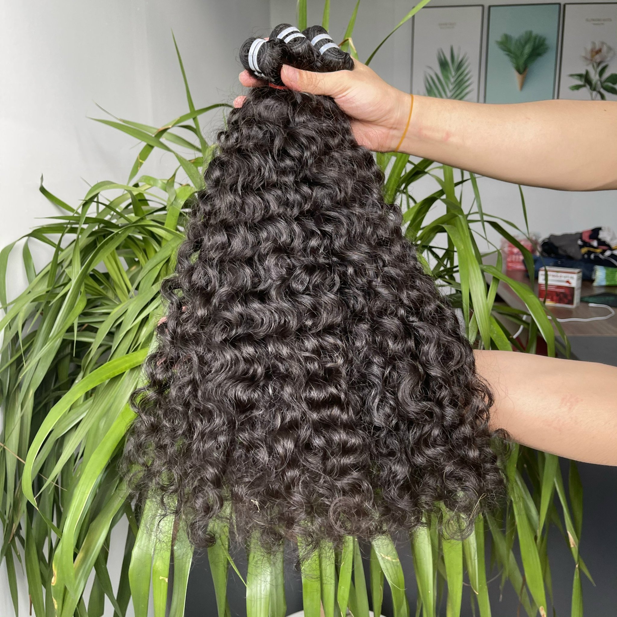 Grade 12A Super Double Drawn Curly Hair Bundles, Human Hair Extensions Best Quality Vietnamese Raw Hair