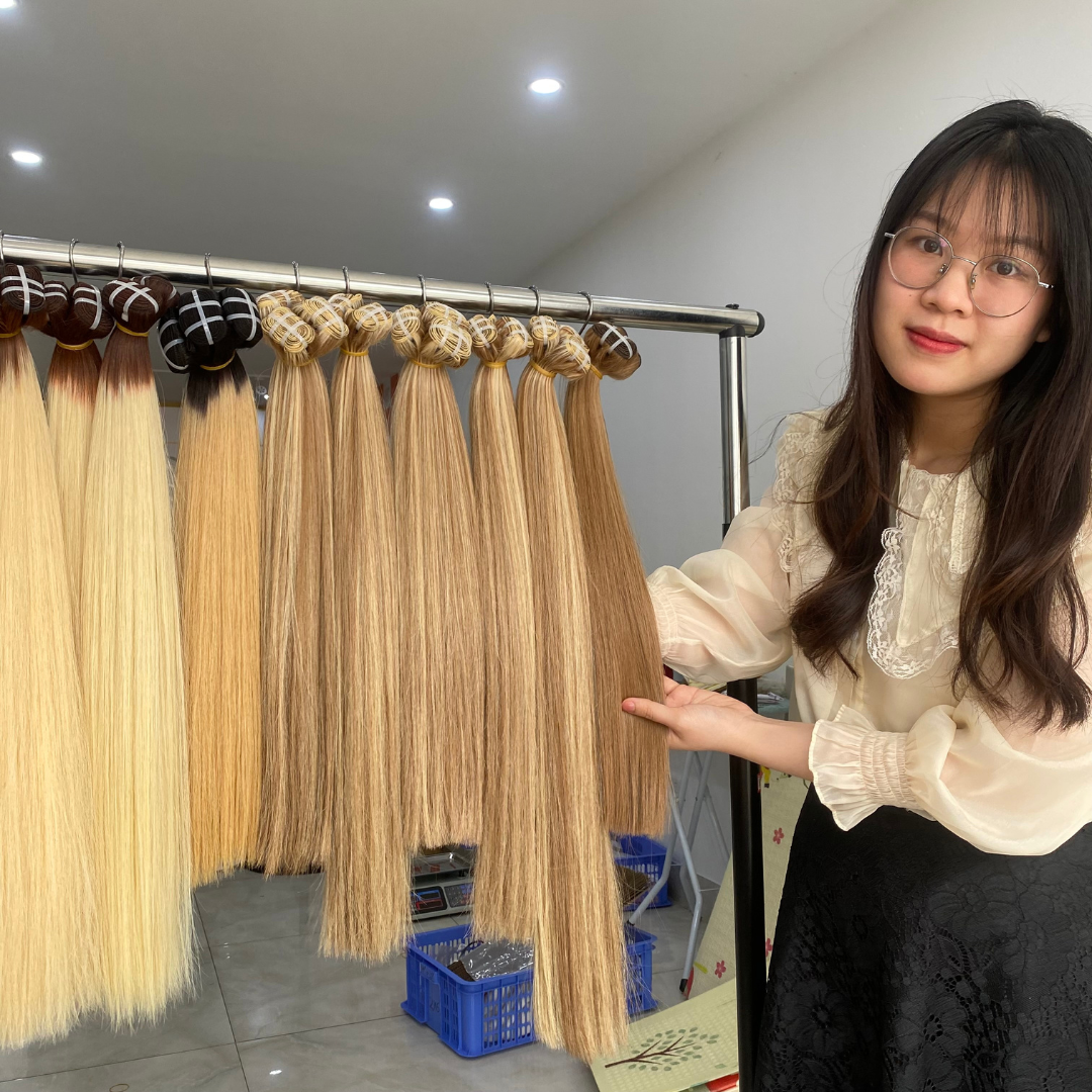 Double Drawn Remy Machine Weft Hair Extensions 100% Machine Sewing Double Raw Vietnamese Hair