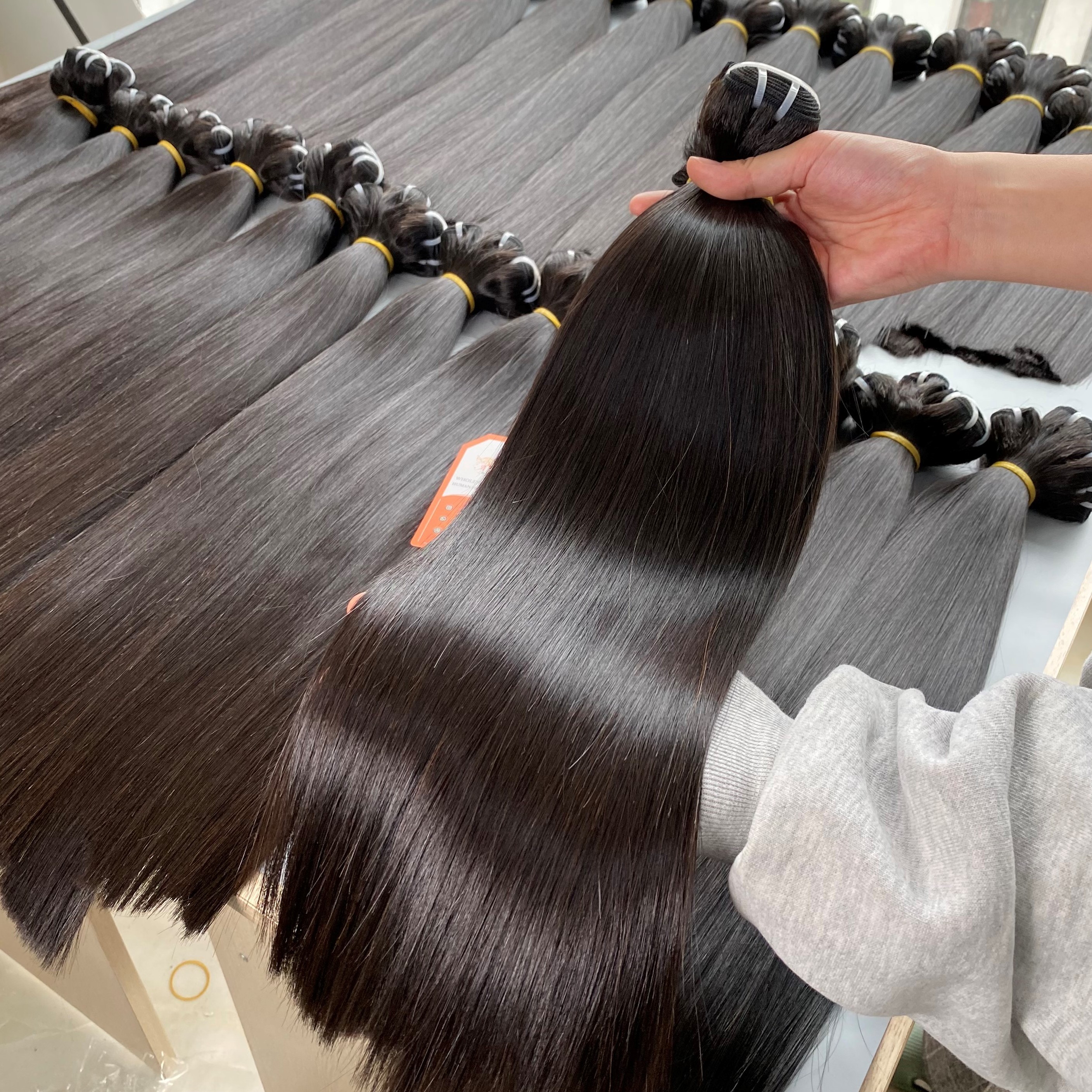 Wholesale Super Double Drawn Raw Vietnamese Hair Vendor Straight Virgin Human Weft Hair Extensions Cuticle Aligned Raw Hair