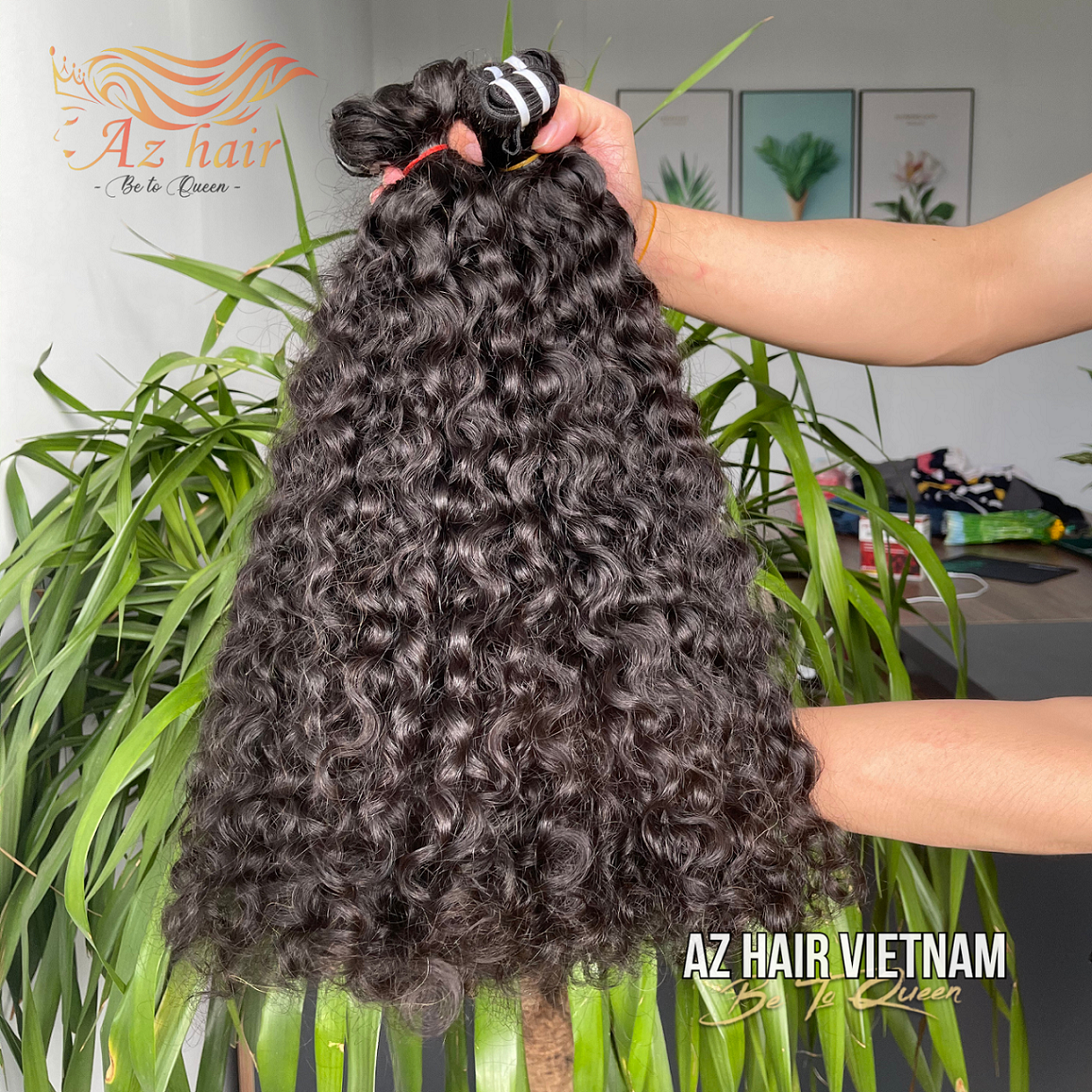 Burmese Curly Hair Bundles Natural Black Color Raw Burmese Kinky Curly Hair 100% Vietnamese Human Hair Double Drawn Quality