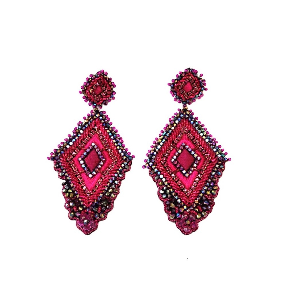 Fashion Jewelry Handmade Seed Bead Earrings High Standard Quality Best Packing For Women Party Use Embroidery Earrings