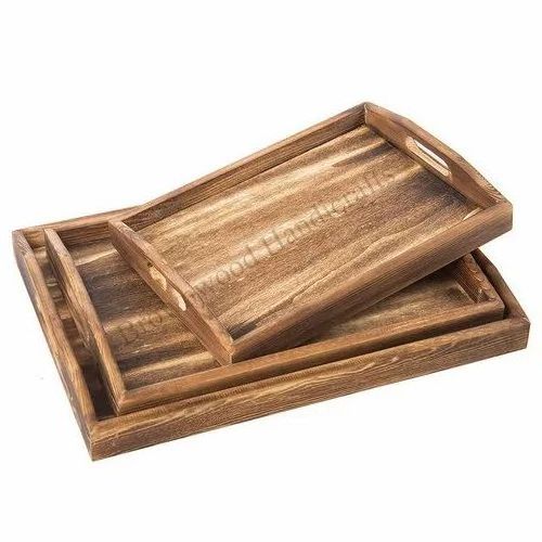 Top Selling high quality Designer Wooden Tray wholesale With handle Latest Serving Wood tray square Shape Customized Packing