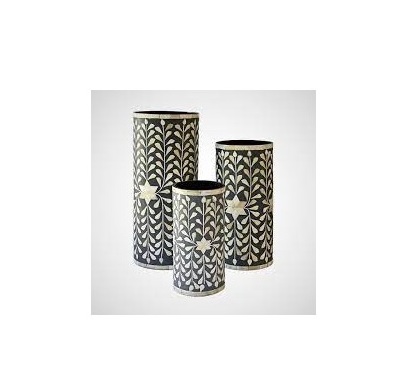 Bone Inlay Flowers Vase Luxury Design High Grade For Home And Garden Bone And Mop Flower Vase Customized Size And Best Sale