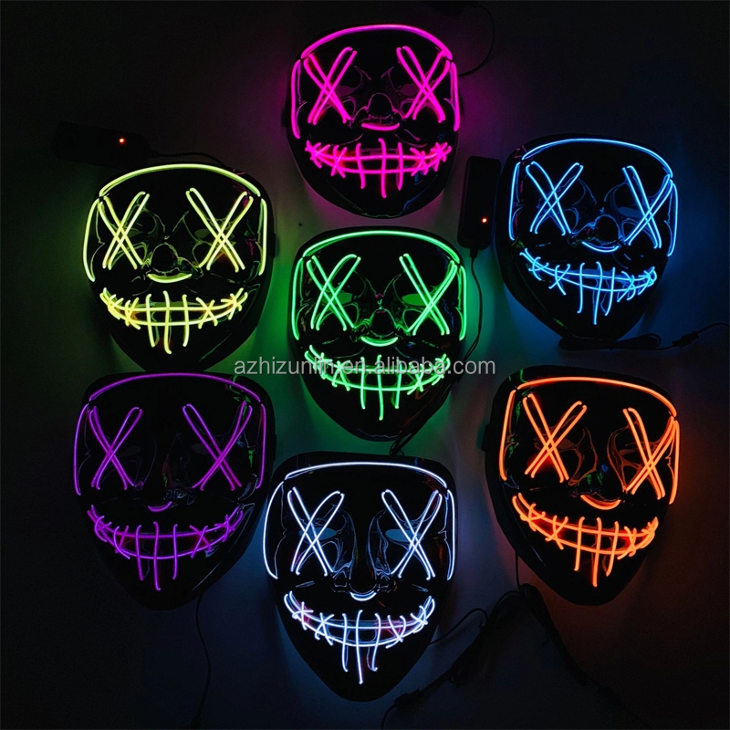 Zhizunlin Factory Manufacturer Neon halloween decoration light up DJ party neon glowing el wire purge rave LED party mask