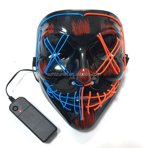 Zhizunlin Factory Manufacturer Neon halloween decoration light up DJ party neon glowing el wire purge rave LED party mask