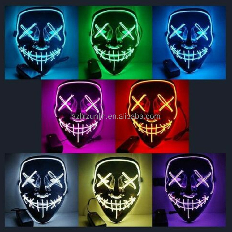 Zhizunlin Factory Manufacturer Neon halloween decoration light up DJ party neon glowing el wire purge rave LED party mask