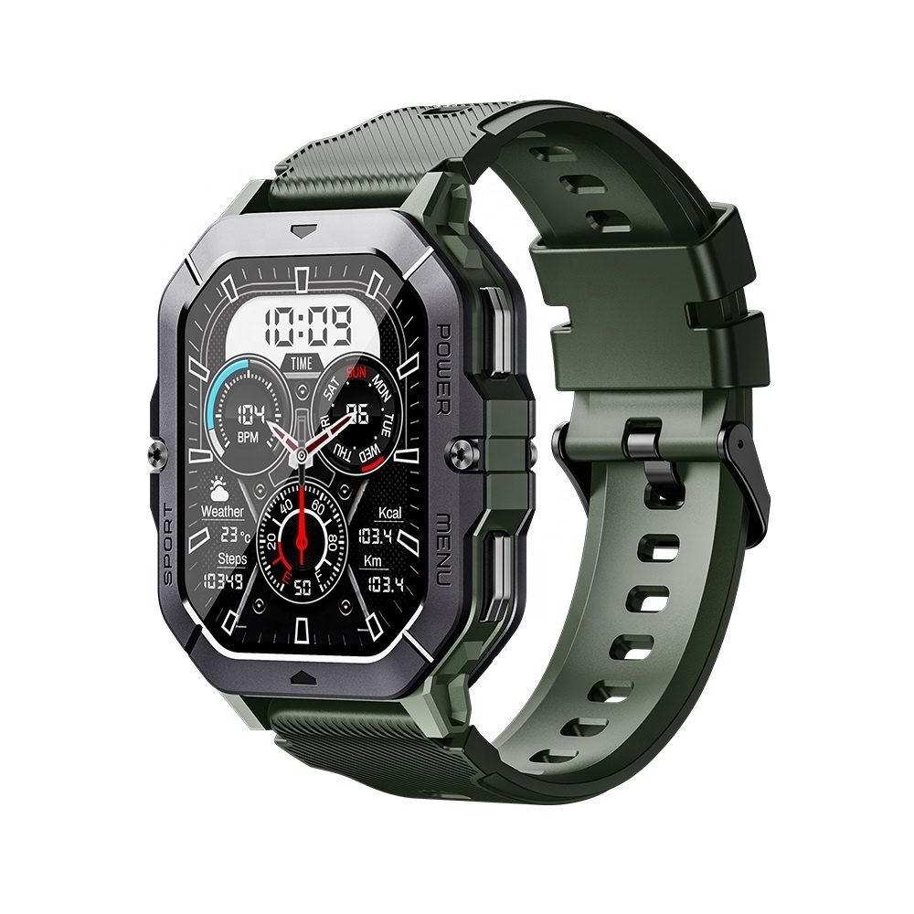 Waterproof 1ATM Smart 2.02 Inch Large Full Touch Screen 410 mAh Battery C28 Make Calls Heart Rate SpO2 Fitness Wrist Watch