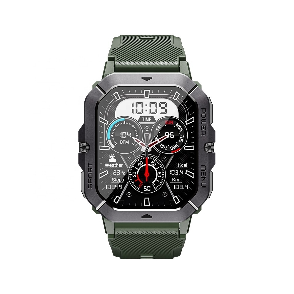 Waterproof 1ATM Smart 2.02 Inch Large Full Touch Screen 410 mAh Battery C28 Make Calls Heart Rate SpO2 Fitness Wrist Watch