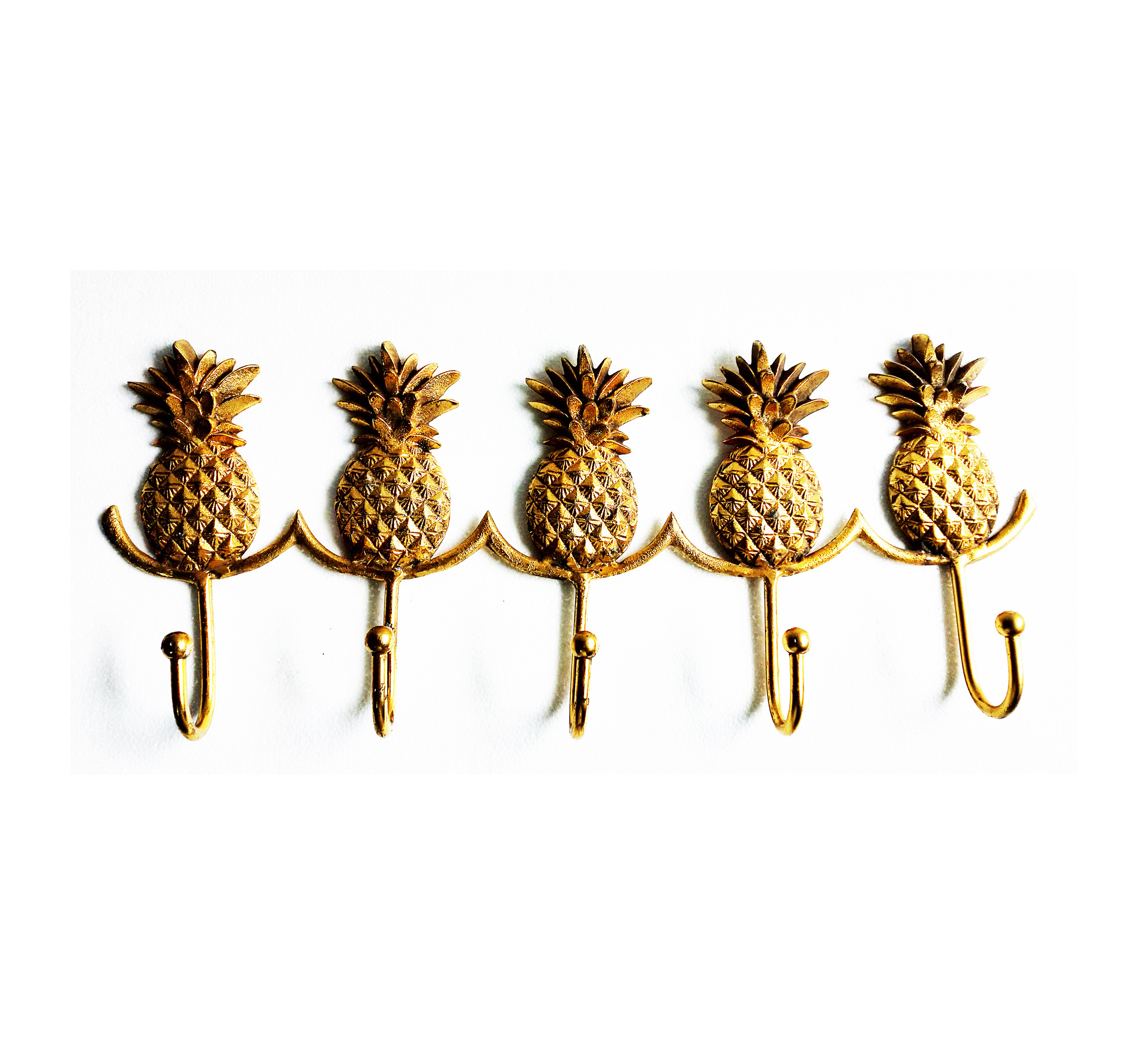 Pineapple Wall Hooks Metal 5 hooks rail