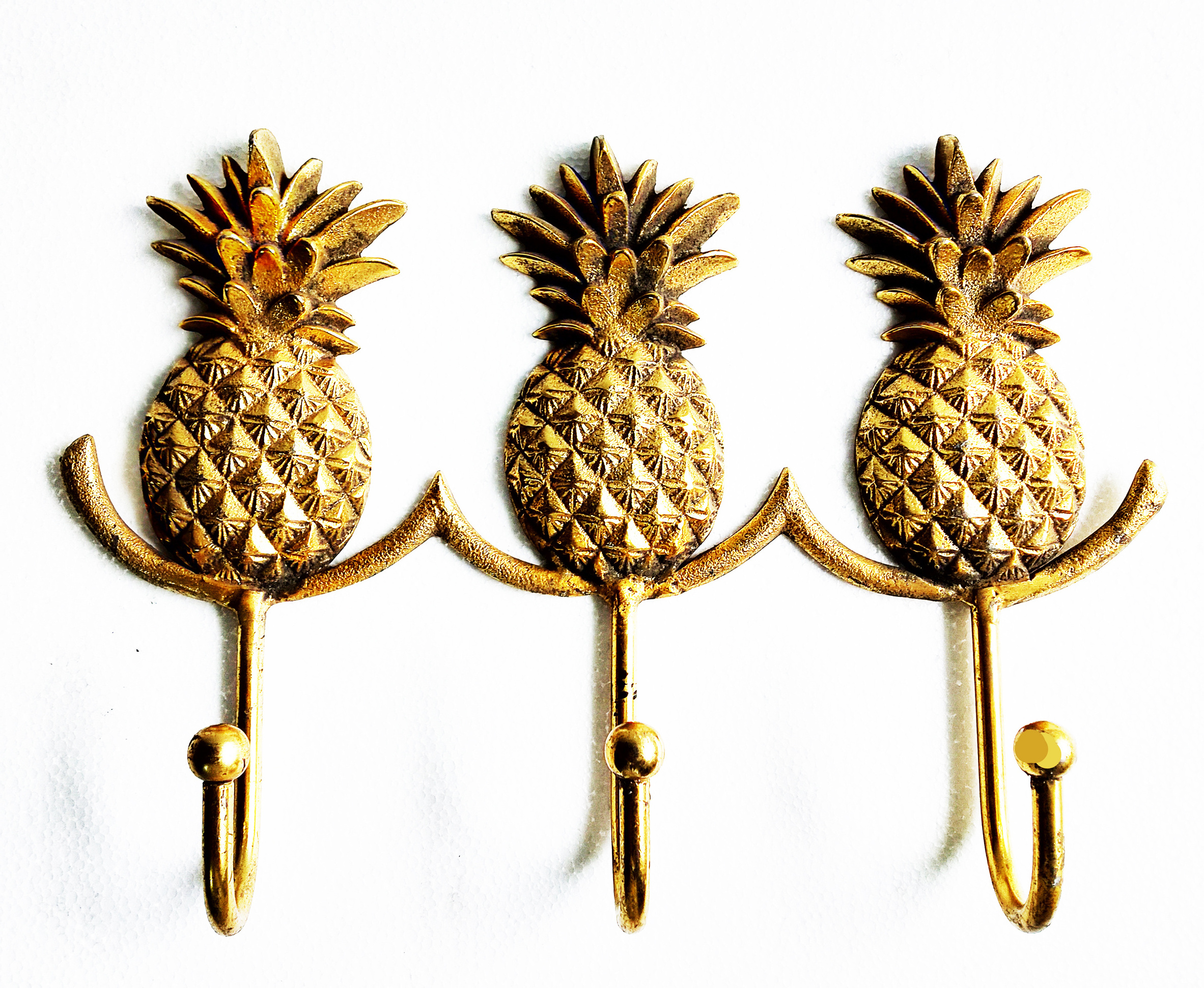 Pineapple Wall Hooks Metal 5 hooks rail