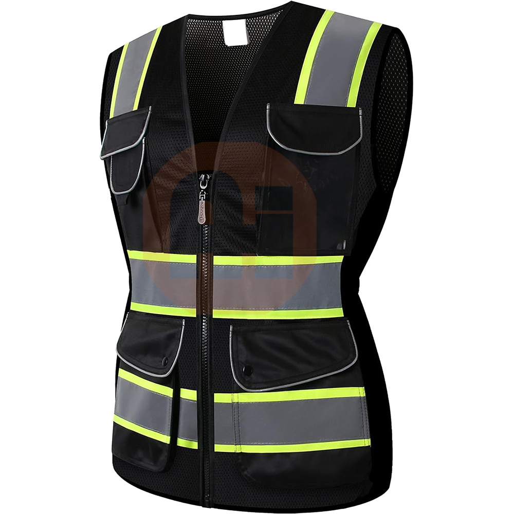 Wholesale Safety Vest for Women High Visibility Security With Pockets And Zipper Custom Construction Working Vest