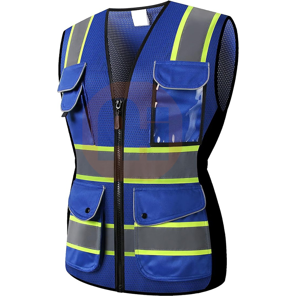 Wholesale Safety Vest for Women High Visibility Security With Pockets And Zipper Custom Construction Working Vest