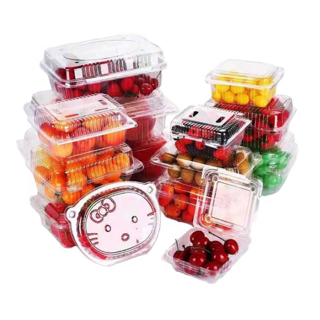 Transparent PET Plastic Blister Fresh Fruit Punnet Strawberry Clamshell Packing Box