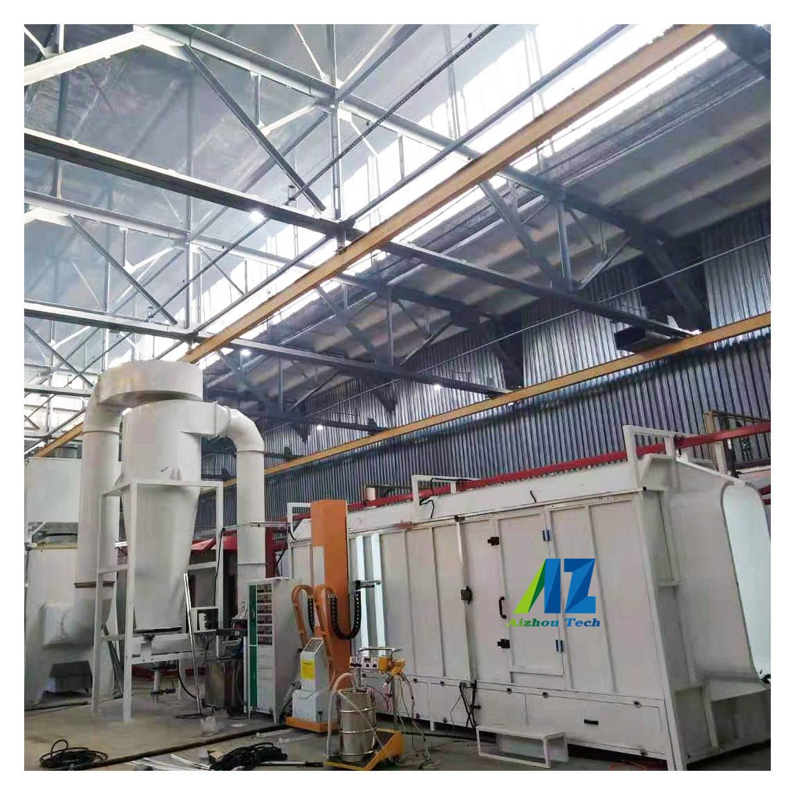 Full Powder Coating Systems Semi-automatic Production Powder Coating Plant Line For Flat Shape Metal Products