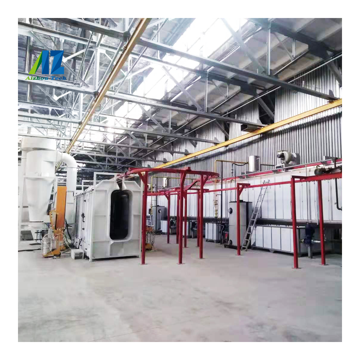 Full Powder Coating Systems Semi-automatic Production Powder Coating Plant Line For Flat Shape Metal Products