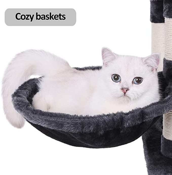 Multi-Level Cat Tree Condo with Sisal Scratching Posts Perches Houses Hammock and Baskets Cat Tower Furniture for Kitty Activity