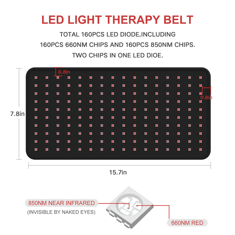 AZURE belt pain relief  360 leds infrared red light body pad wrap 660nm 850nm red light therapy belt