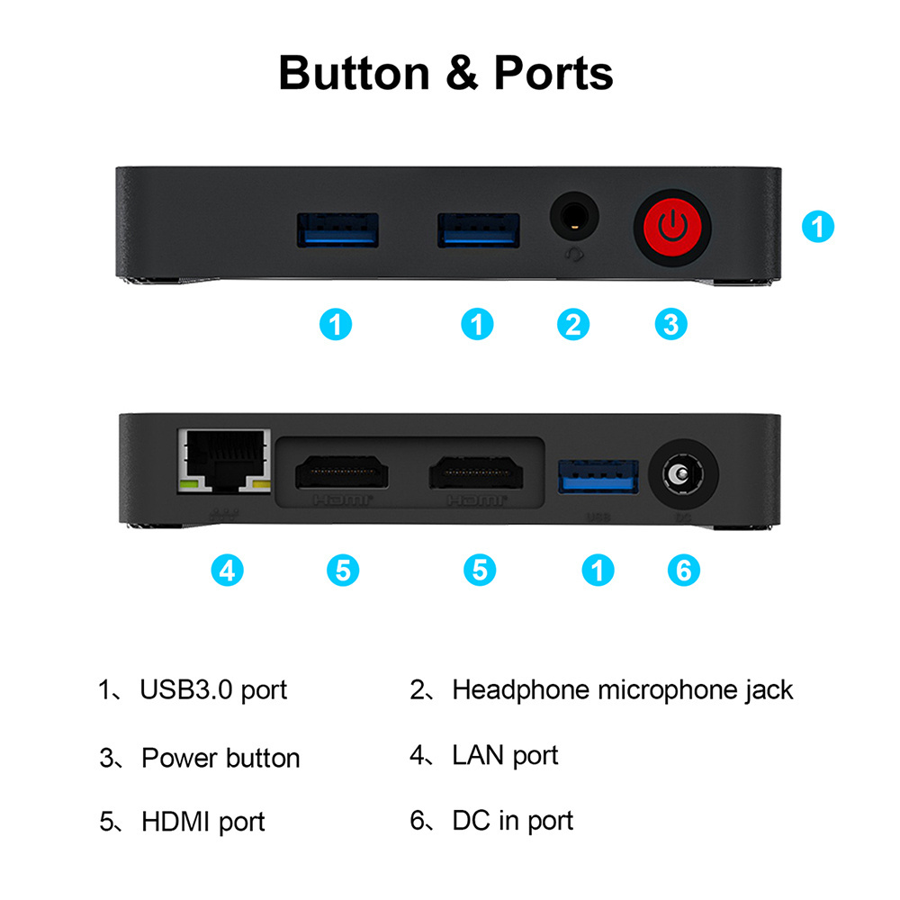 Beelink T4 Pro Mini PC Win 10 Celeron N3350 up to 2.4GHz  4GB LPDDR3 +64GB eMMC Supports Dual HDMI Small Computer PC