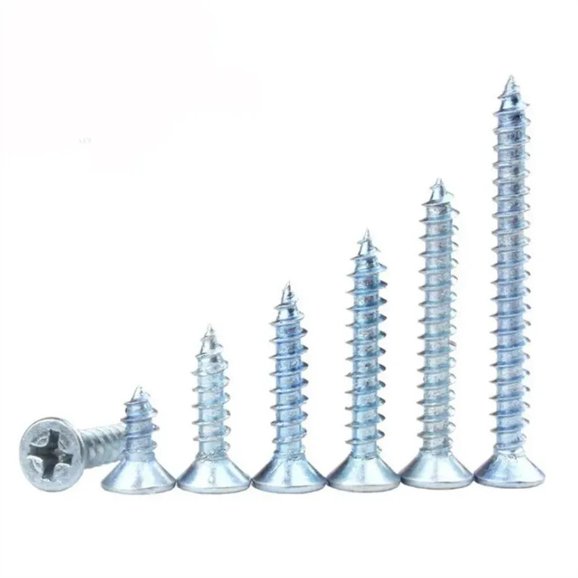 Blue White Zinc Flat Head Phillips Gb846 Hardened Wood Screws Self Tapping Screw