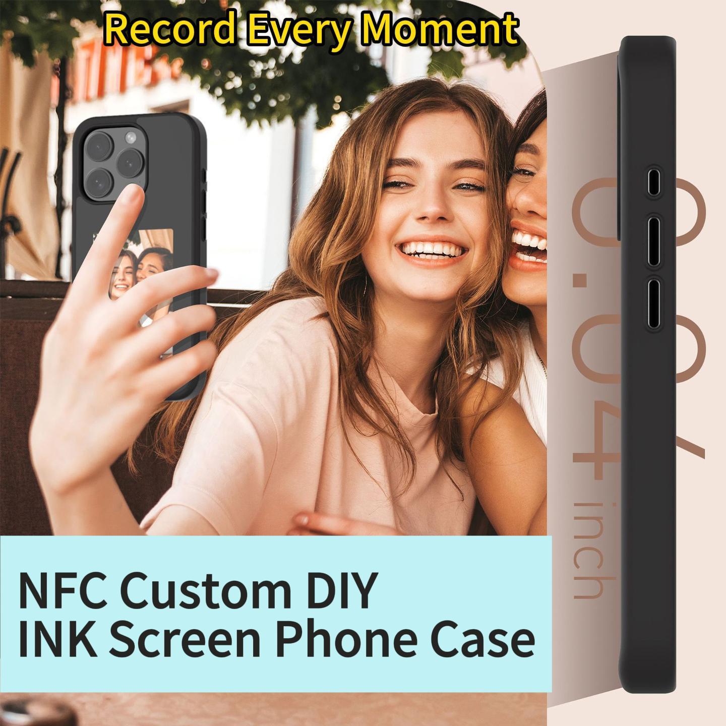 2024 New Design Anti-drop Luxury NFC Smart E Ink Screen Display Mobile Phone Case Cover For iPhone 15 14 13 Pro Max DIY Cases