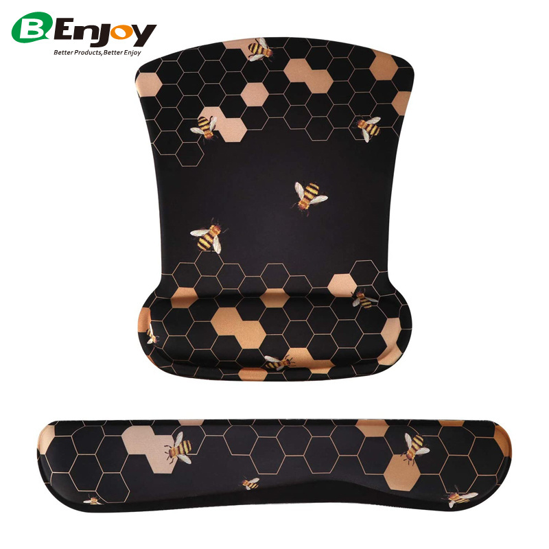 Hot Selling Custom Print Memory Foam Gel Ergonomic Keyboard Wrist Rest and Mouse Pad with Wrist Support Set