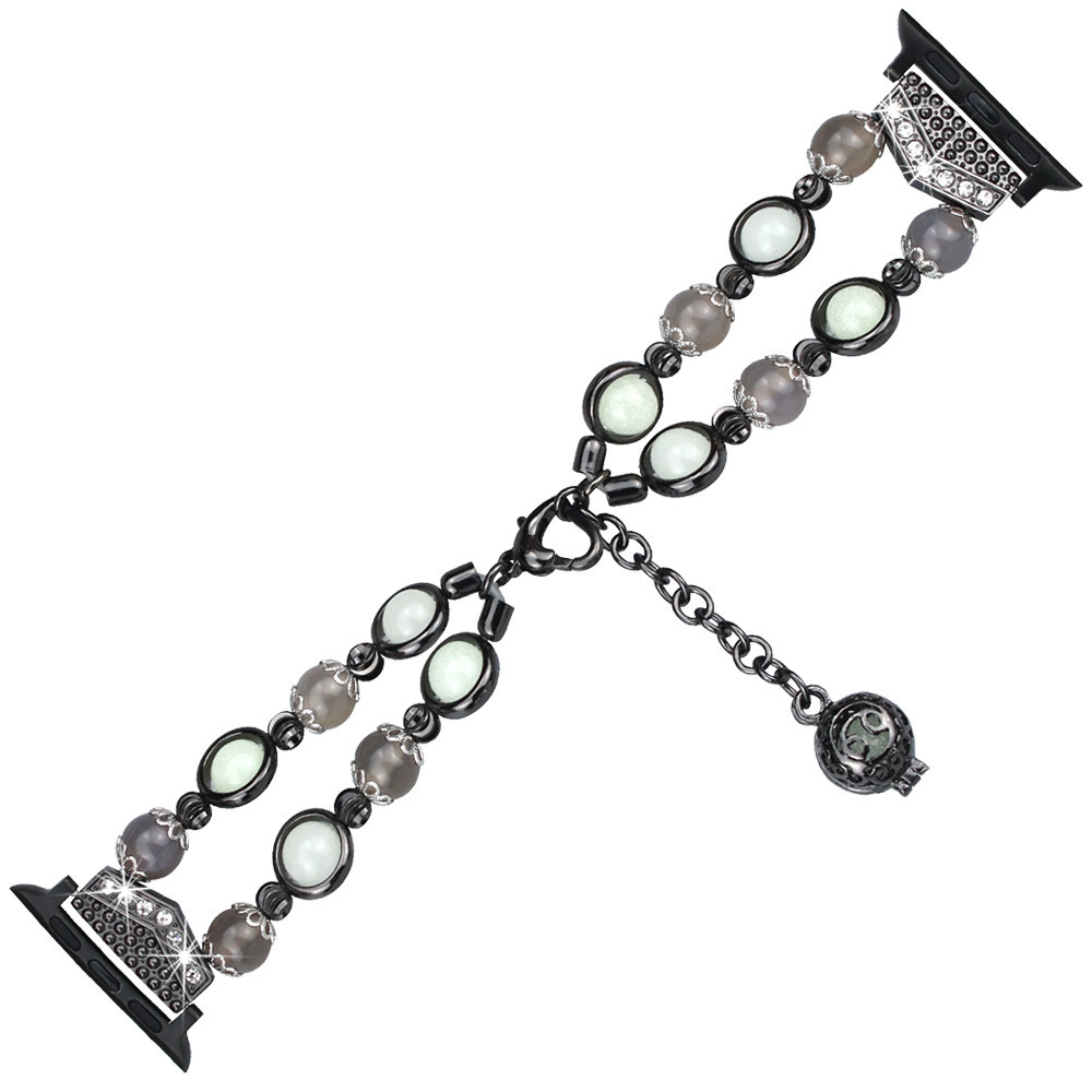 WT-018 luminous pearl dressy stainless steel bands watch strap for man and woman for apple watch series 7 6 5 4 3 2 1 se belt