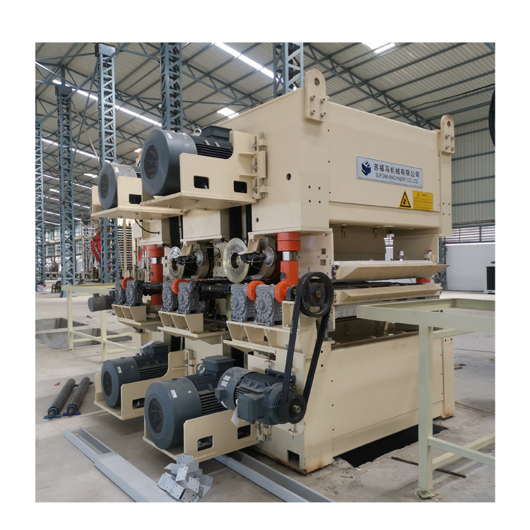 Full automatic double side four heads sanding machine working with plywood production line manufacture sales price to Turkey