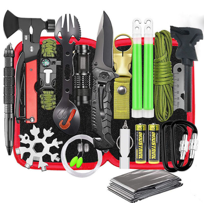 Outdoor Camping Natural Disaster Earthquake Emergency Kit With Axe Waterproof Adventure First Aid Sos Survival Tools Kit Set