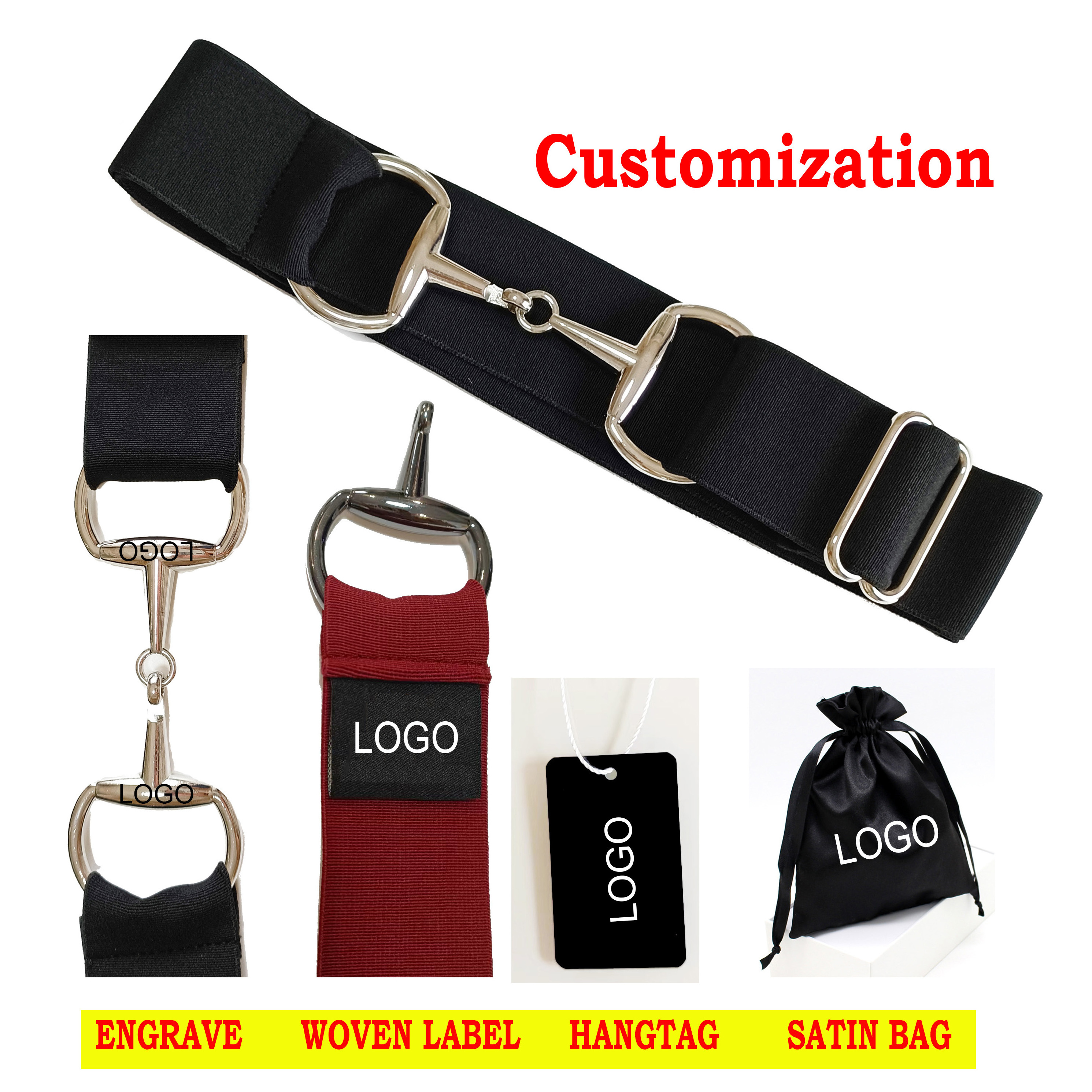 1.5 Inch 4cm Wide Elastic Equestrian Belt with Circle Buckle Custom Logo Nylon Horse Riding Bits No MOQ