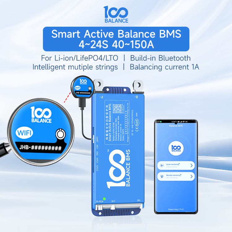 150A 8~17S BMS for Electric tractor sightseeing car battery protection board integrated with 1000mA active balance current BT