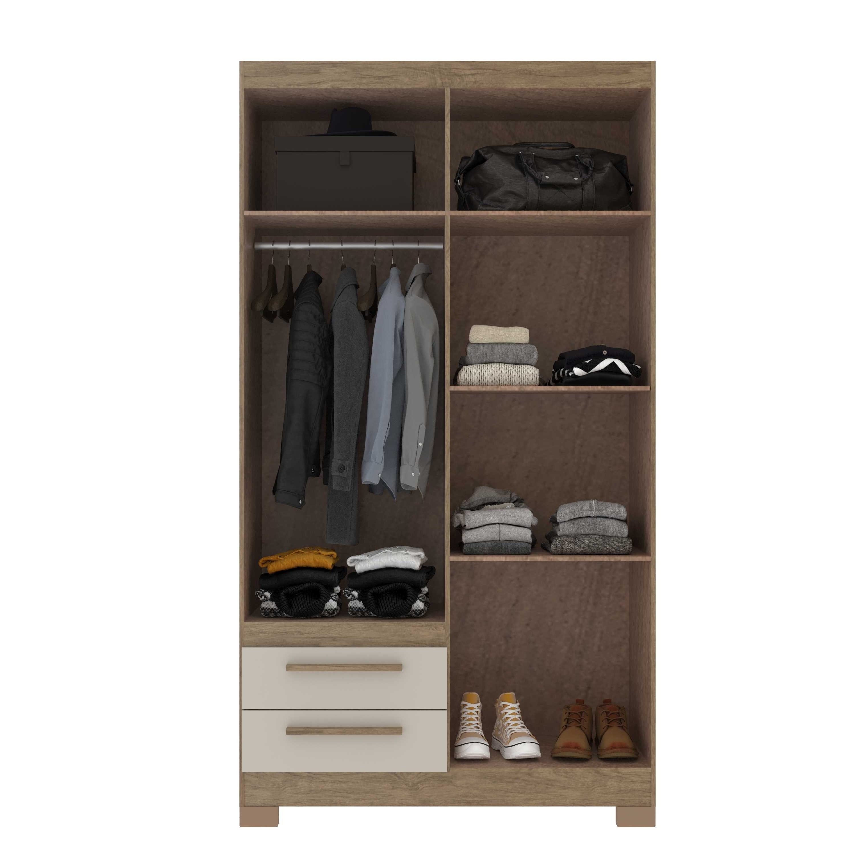 Modern Style Wardrobe NEW AMETISTA 4 doors 2 drawers Home Bedroom Furniture Particleboard Wood/Cristalo Color Brazilian Design