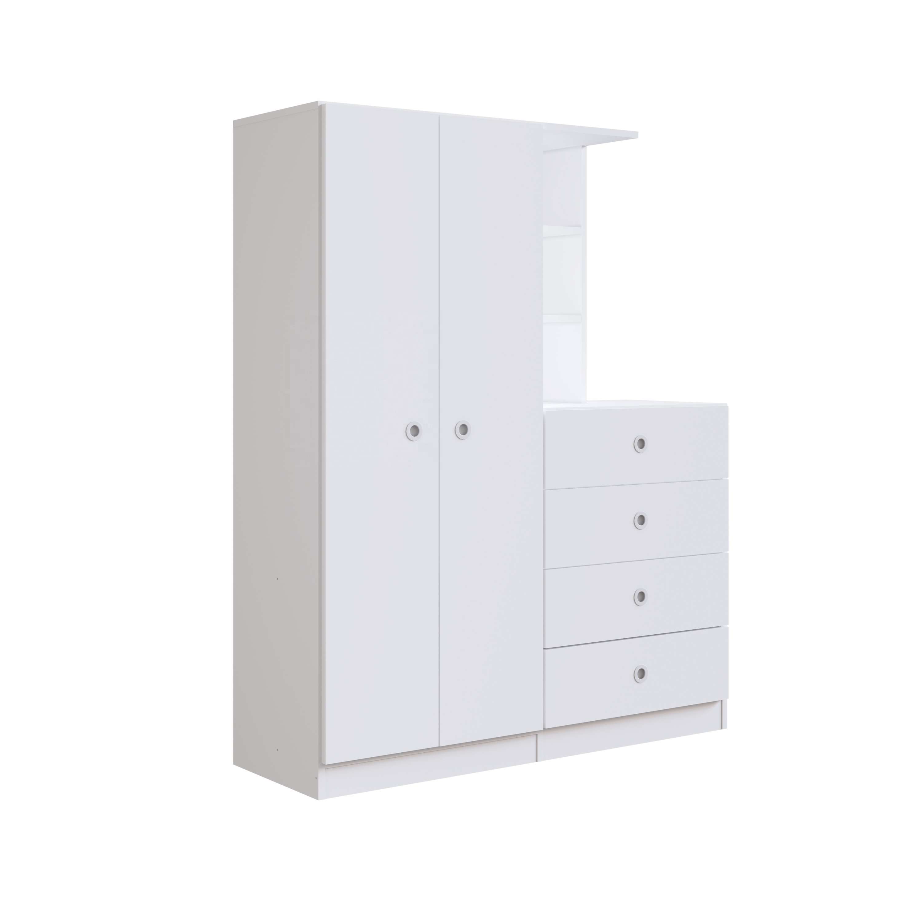 Modern Style Kids Bedroom Wardrobe 2 doors 4 drawers MONTESSORIANO Child Furniture Wood Cabinet Particleboard White Brazilian