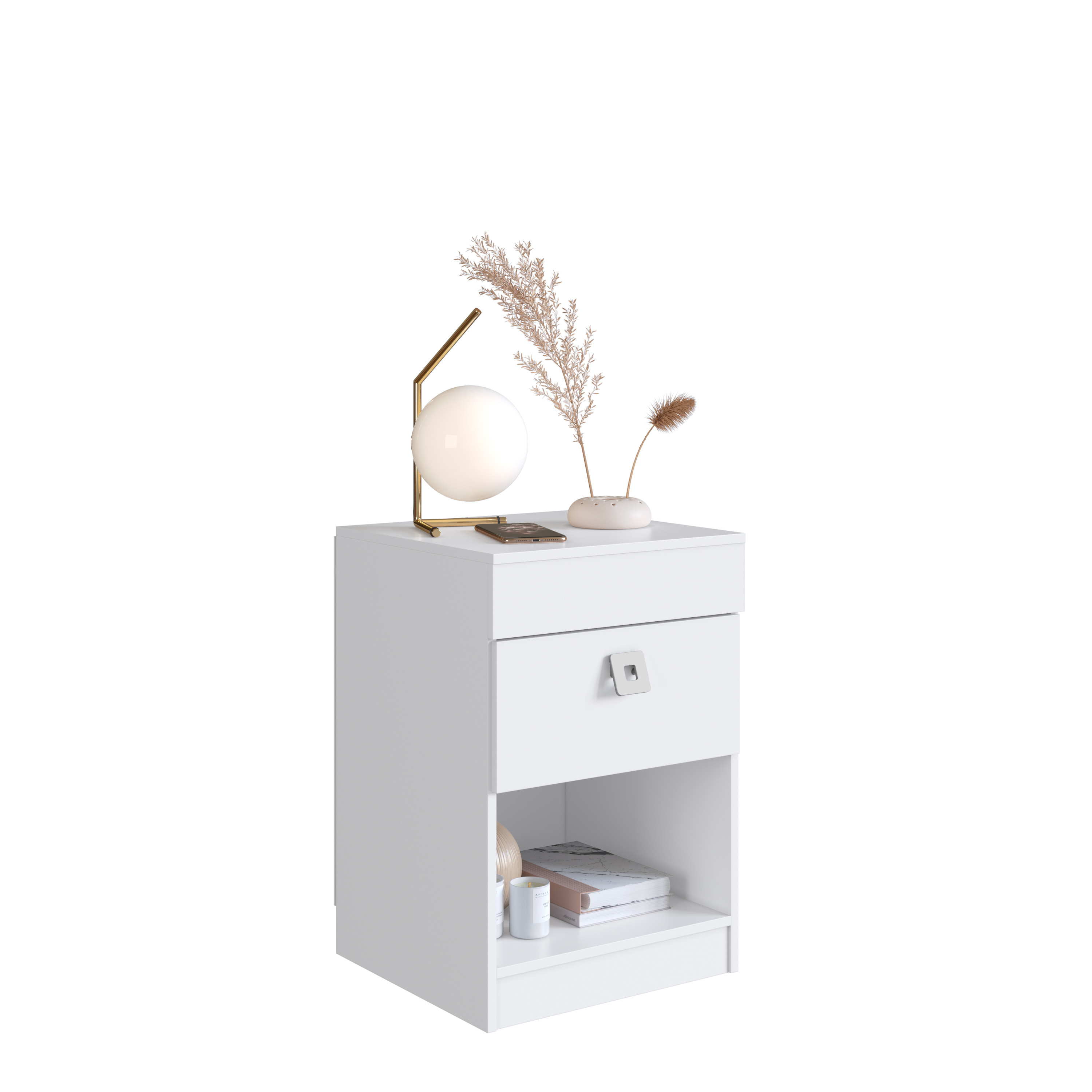 Modern Style LOCK nightstand with 1 drawer Home Bedroom Furniture Particleboard White Color Brazil Top Design Table de Chevet