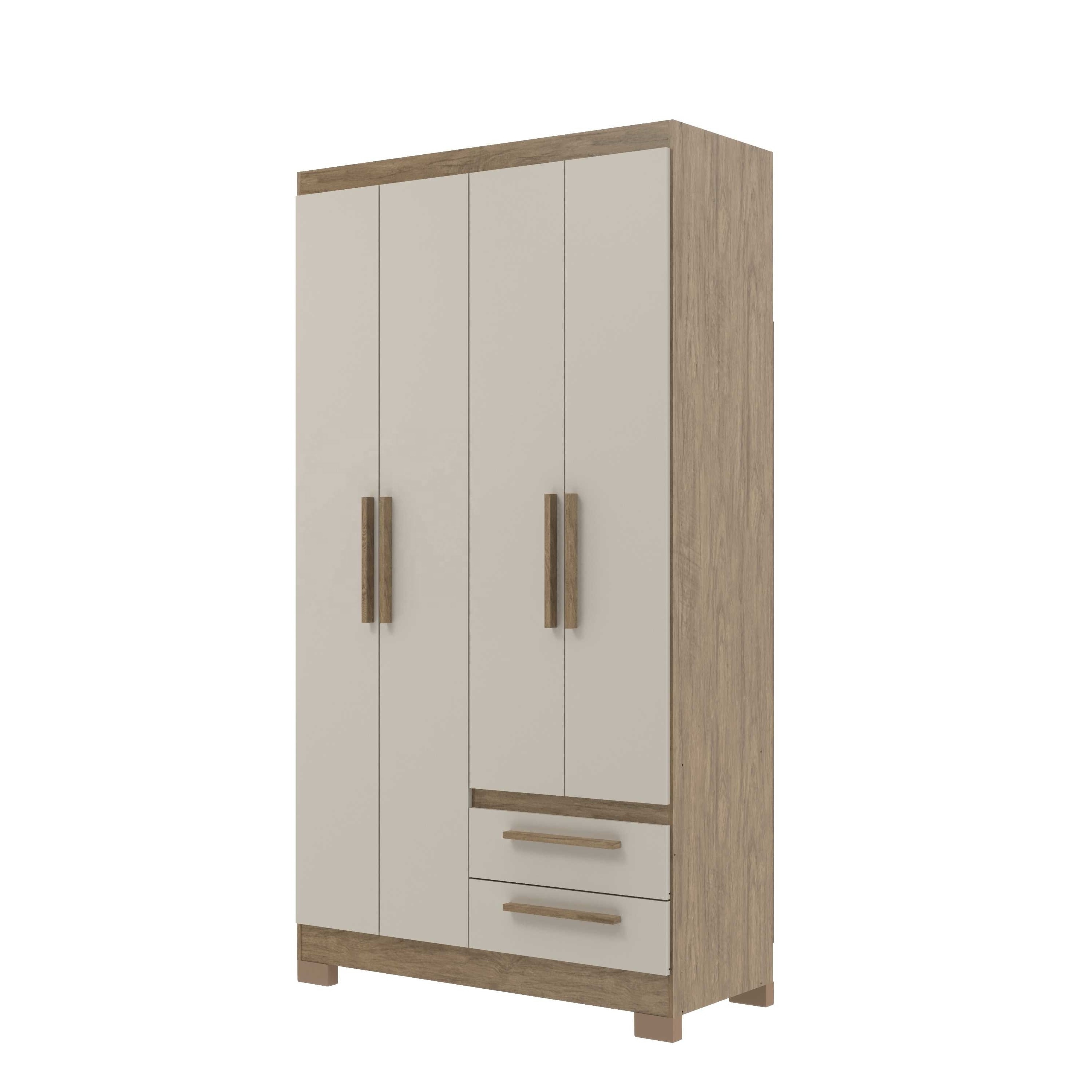 Modern Style Wardrobe NEW AMETISTA 4 doors 2 drawers Home Bedroom Furniture Particleboard Wood/Cristalo Color Brazilian Design