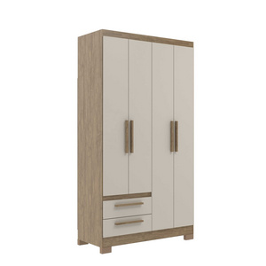 Modern Style Wardrobe NEW AMETISTA 4 doors 2 drawers Home Bedroom Furniture Particleboard Wood/Cristalo Color Brazilian Design