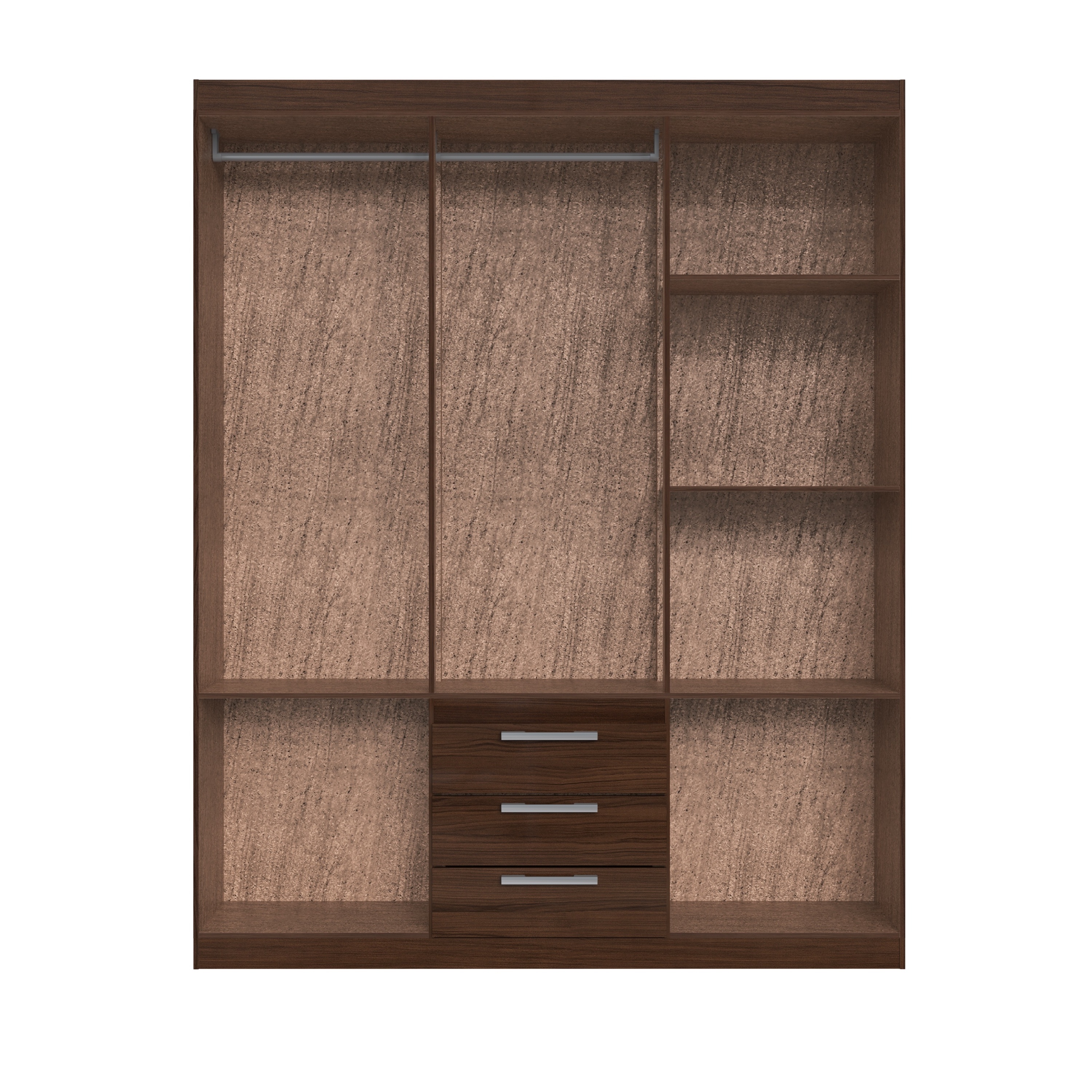 Modern Style Wardrobe BASIC 6 doors 3 drawers Wooden Home Bedroom Furniture Particleboard Cacau Gloss Color Brazilian Top Design