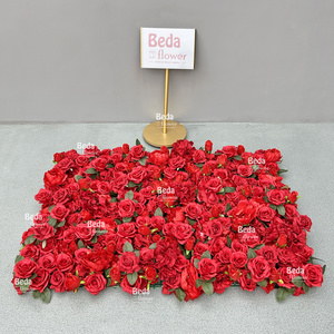 Beda Customized Customized Decorative Factory Handmade Artificial Red Rose Flower Wedding Background Wall Flower Wall Decals