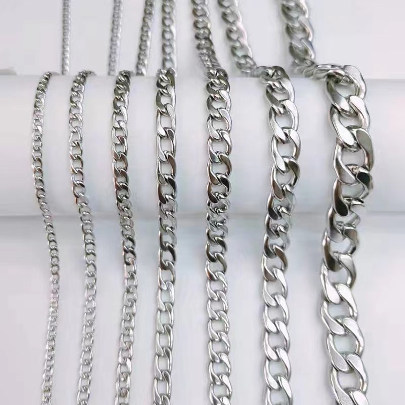 Wholesale Trend Simple Cuban Chain 3MM 5MM 7MM 9MM Men Women Hip Hop Personality Stainless Steel Necklaces