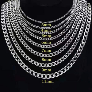 Wholesale Trend Simple Cuban Chain 3MM 5MM 7MM 9MM Men Women Hip Hop Personality Stainless Steel Necklaces