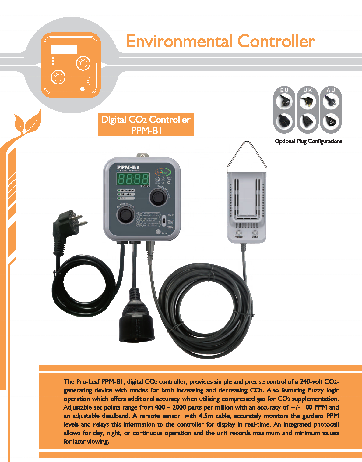 Pro-Leaf CO2 Controller Grow Tent Indoor Vertical Farm CEA PPM Level Increase Climate Control Hydroponics