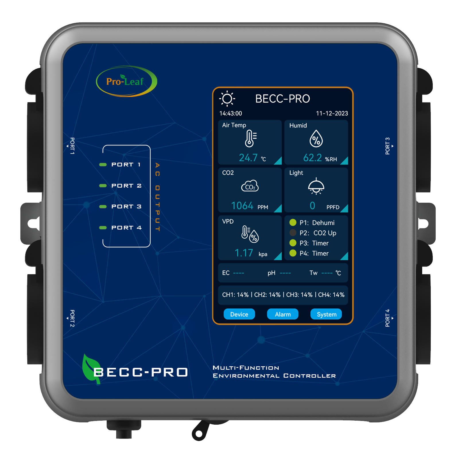 BECC-PRO Indoor Grow Tent Climate Controller hydroponic CO2 humidity temperature lighting control APP remote control and on site