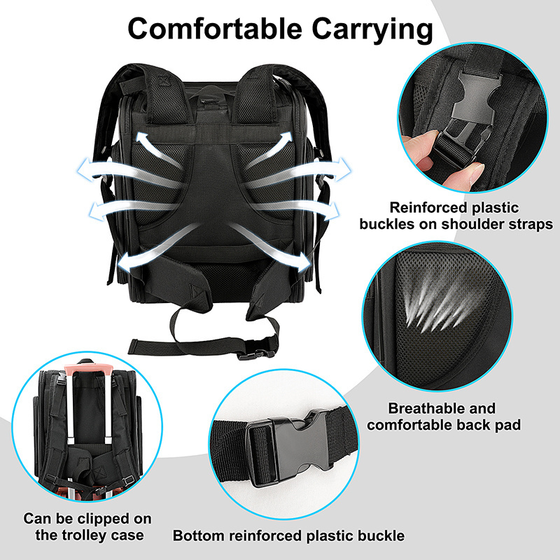 Cat Backpack Expandable Pet Carrier Backpack Airline-Approved Foldable Dog Carrier Backpack with Inner Safety Leash