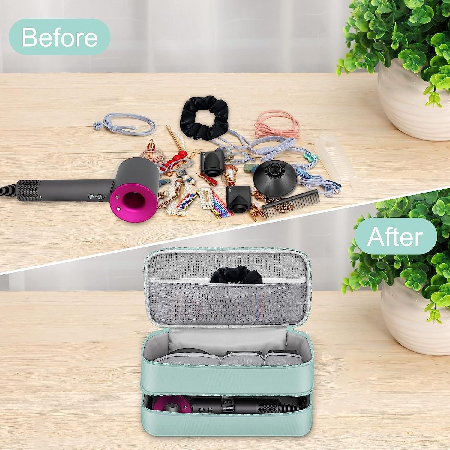 Double-Layer Travel Carrying Case for Hair Dryer Water Resistant Portable Storage Organizer Bag Hair Tools Travel Bag