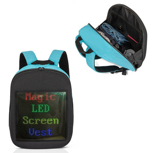 BSCI factory DIY dynamic LED display shoulder bag waterproof laptop organizer travel storage led screen led backpack