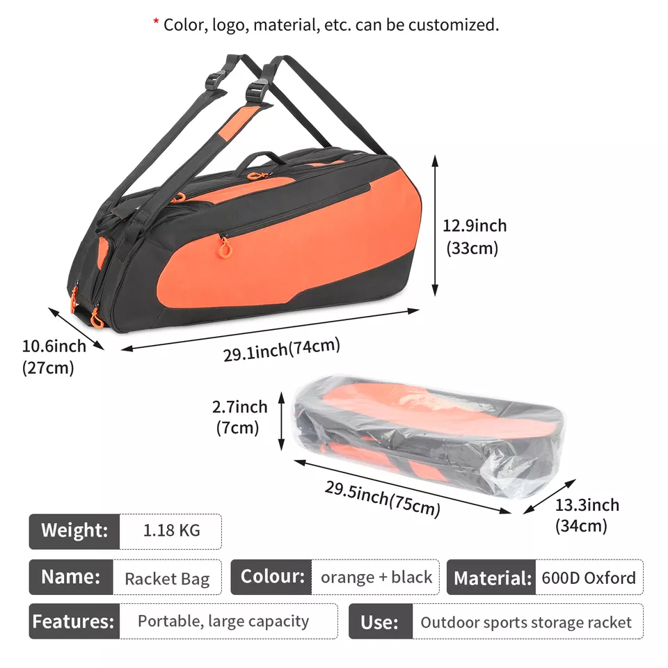 Factory Custom Fashion Luxury Ladies Sports Custom Tennis Ball Badminton Racket Duffle Bag Hand Tennis Racket Backpack Bags