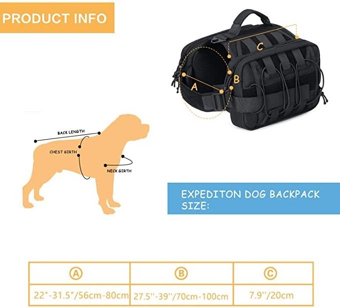 Dog Backpack Saddle Bag Hound Harness Hiking Travel Camping Rucksack with Side Pockets & Adjustable Strap for Medium & Large Dog