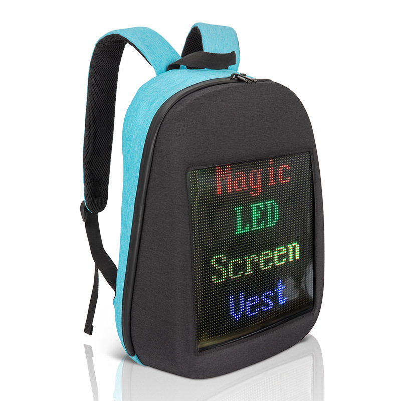 BSCI factory DIY dynamic LED display shoulder bag waterproof laptop organizer travel storage led screen led backpack