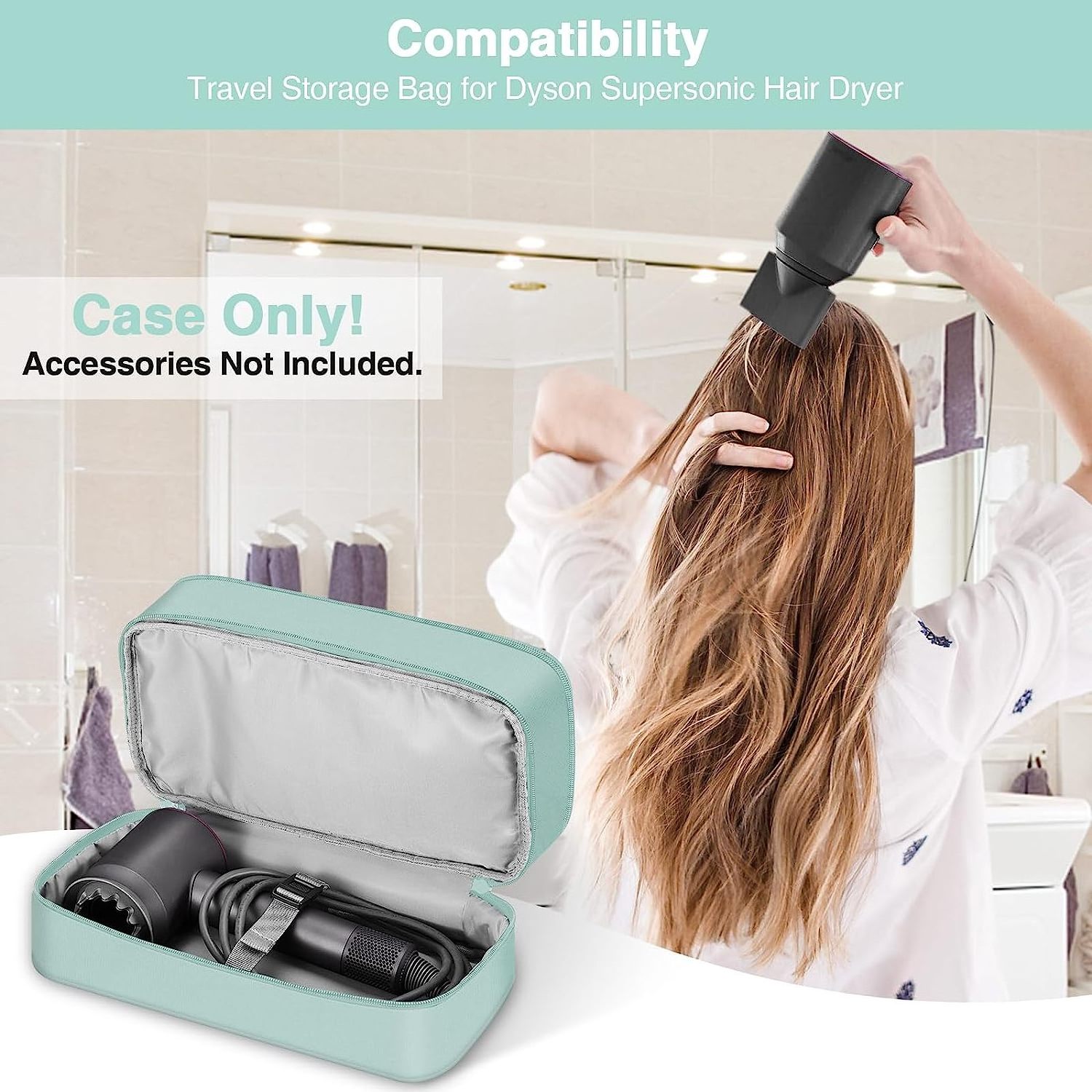 Double-Layer Travel Carrying Case for Hair Dryer Water Resistant Portable Storage Organizer Bag Hair Tools Travel Bag